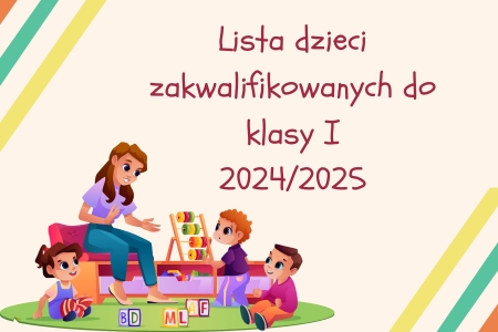 Lista dzieci zakwalifikowanych do klasy 1  rok szkolny 2024/2025