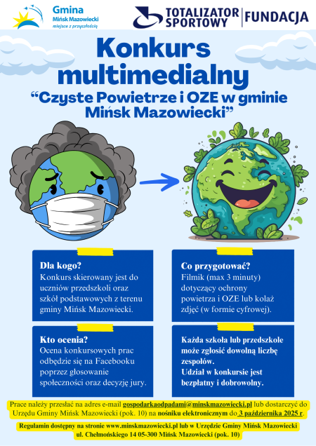 Konkurs multimedialny ''Czyste powietrze i OZE w Gminie Mińsk Mazowiecki''